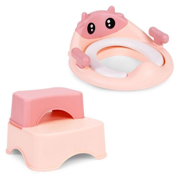 Eco Toys Adapter za WC šolju sa stepenicama i platformom za decu, Roze