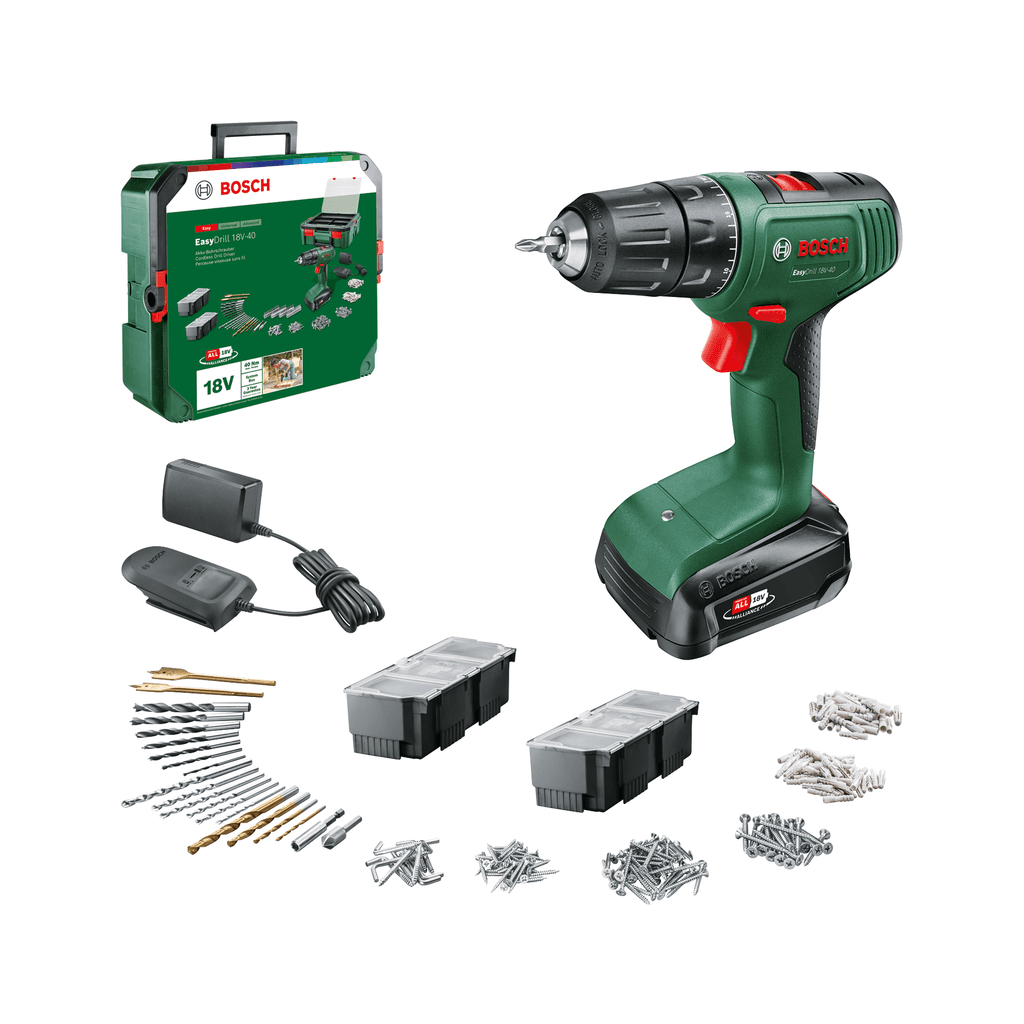 Bosch Aku bušilica odvrtač Easy Drill 18V-40, 1x 1.5Ah, 241 komad 06039D8006