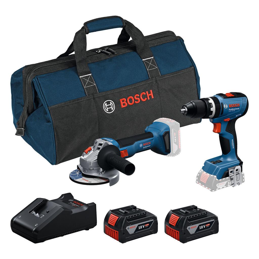 Bosch Set aku alata Bušilica odvrtač GSB 18V-65 i Ugaona brusilica GWS 18V-8, 2×4.0Ah akumulatora, Punjač GAL 18V-40, L-BOXX 136 0615A5008Z