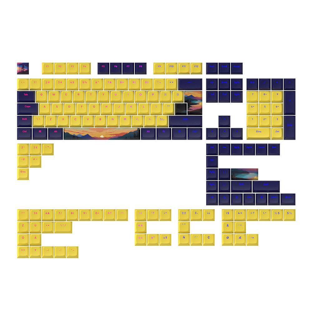 DARK PROJECT Zamenski dugmići za tastaturu Sunset Keycaps, 177 komada, Žuto-Ljubičasti