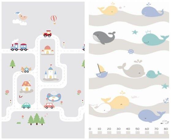 Playtime Sklopiva dvostrana podloga Grad + Kitovi, 120x180x1 cm