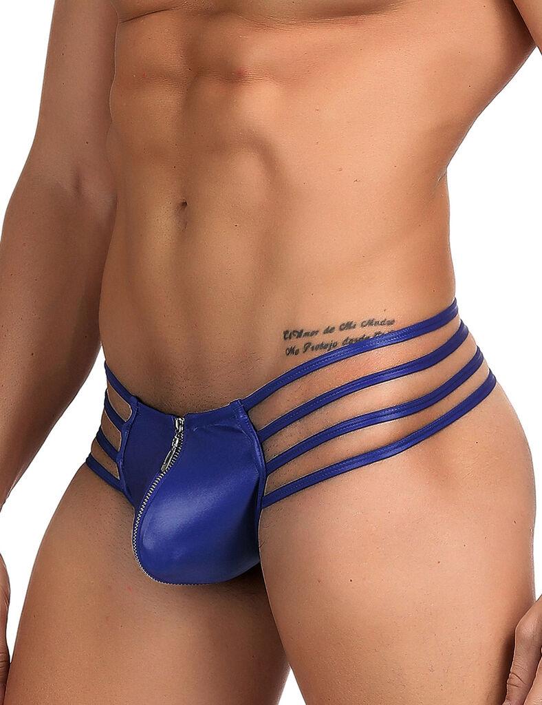 Adam i Eva Muške sexy kožne tange sa rajsferšlusom MP068-2, Plave