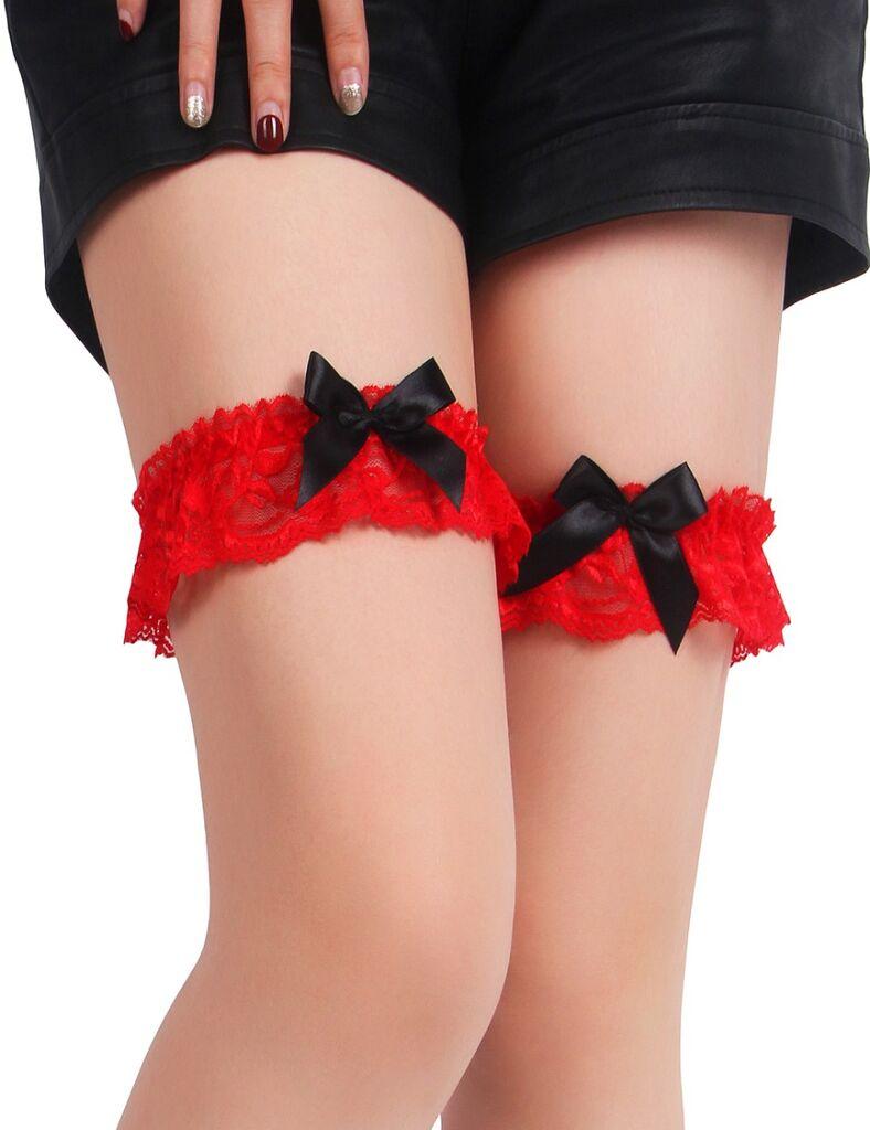 Adam i Eva Sexy čipkaste podvezice C81284-2, Crvena