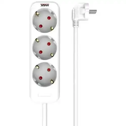 MAX Produžni kabl sa 3 utičnice MPS-103-3M,  3 m, Beli