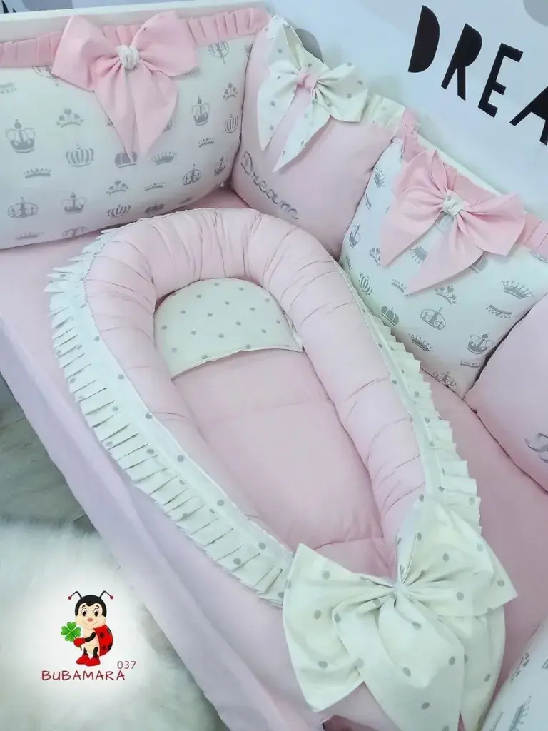 Bubamara037 Gnezdo za bebe sa karnerom Srebrne tufnice, Svetloroze