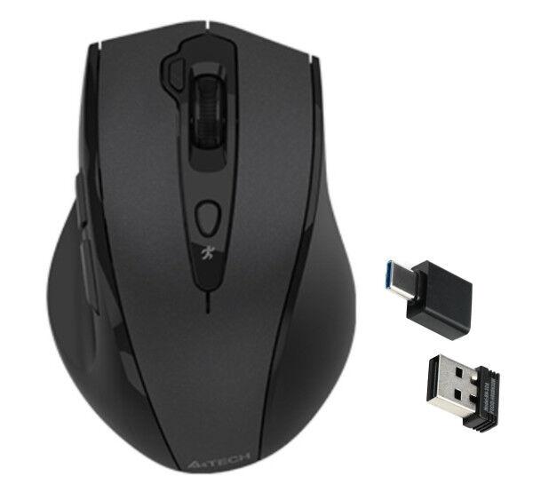 A4Tech Bežični miš A4-G7-810 AIR2, Optički, 2000Dpi, USB+Type-C, Crni