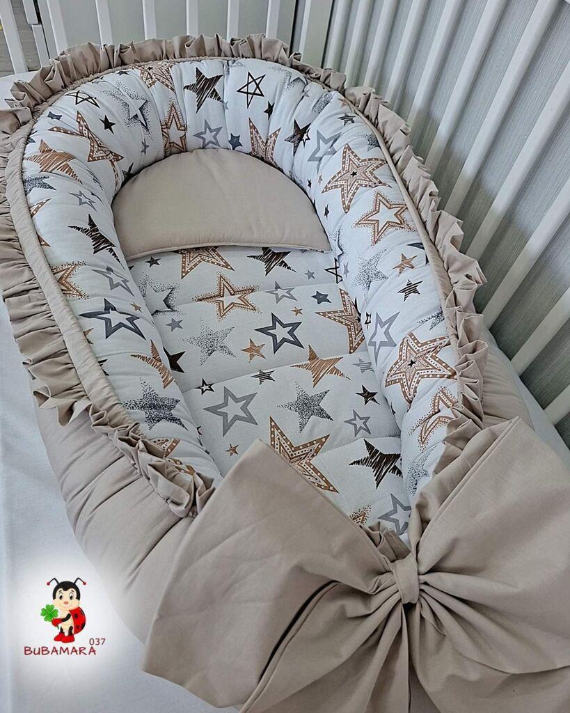 Bubamara037 Gnezdo za bebe sa karnerom Braon zvezde, Bež