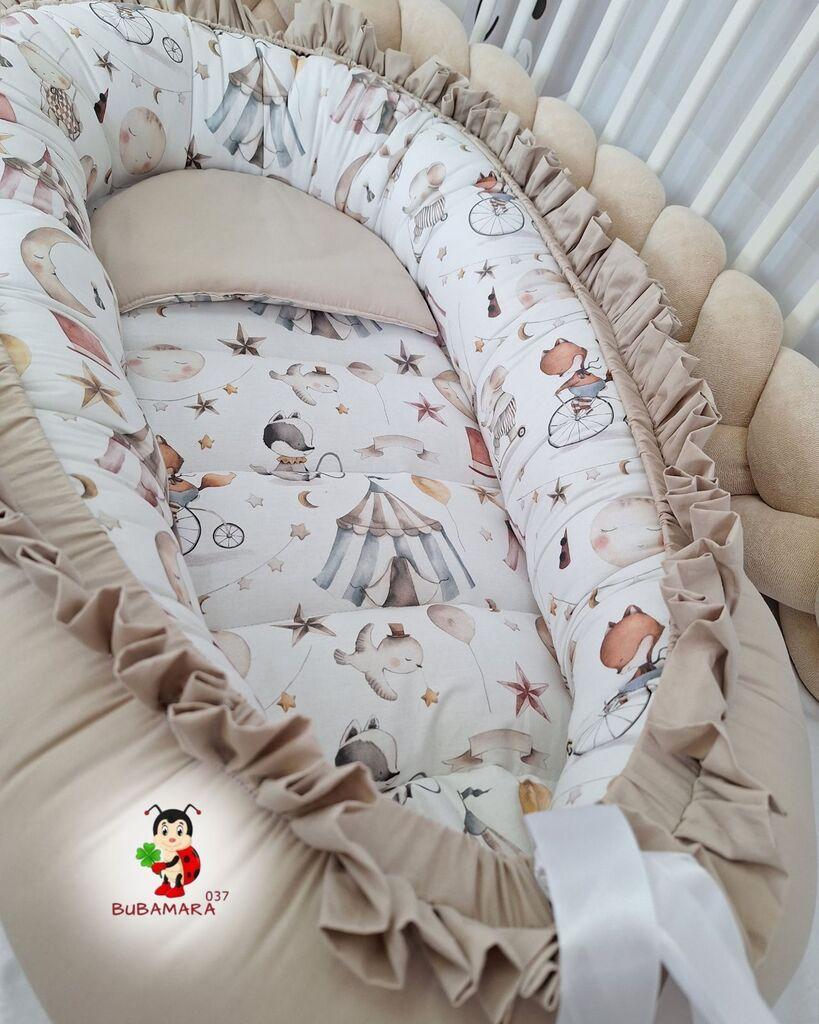 Bubamara037 Gnezdo za bebe sa karnerom Cirkus, Bež