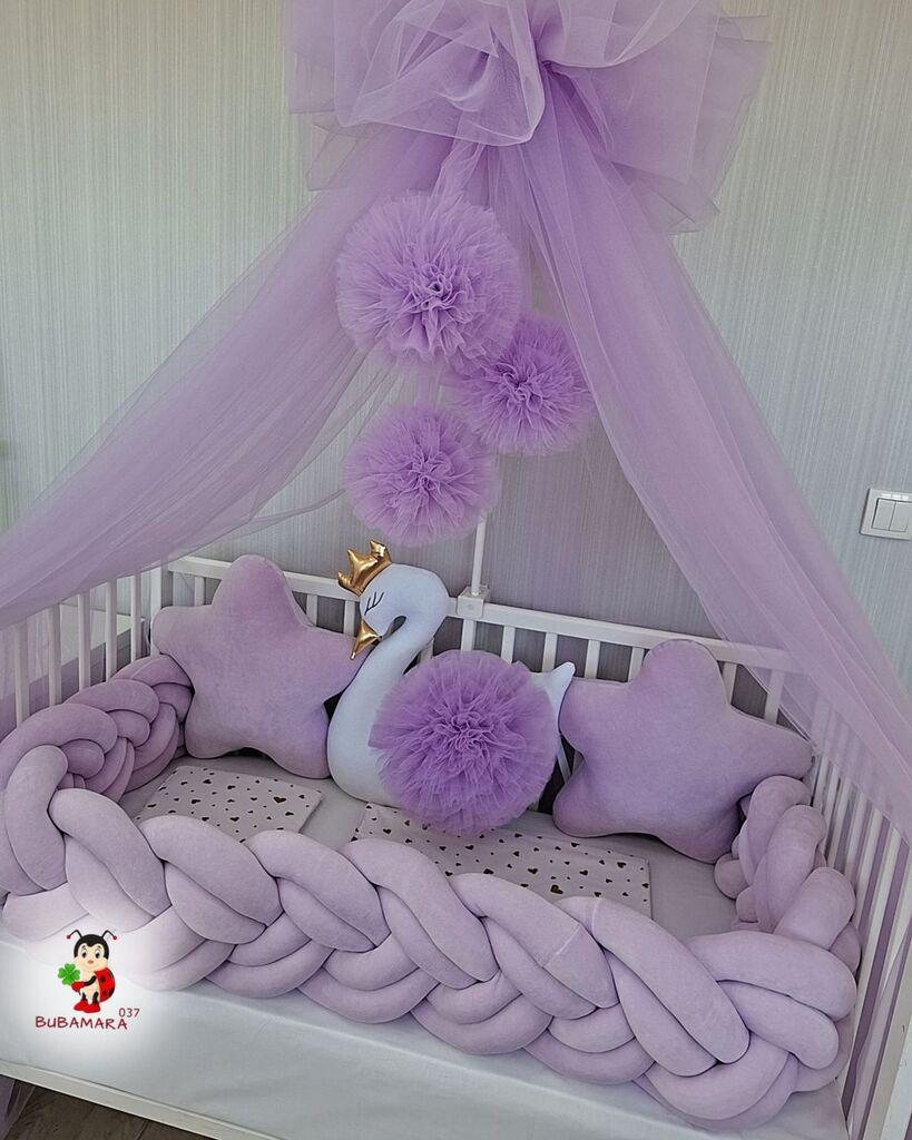 Bubamara037 Pletenica za krevetac, Šestostruka, 120cm, Lavanda