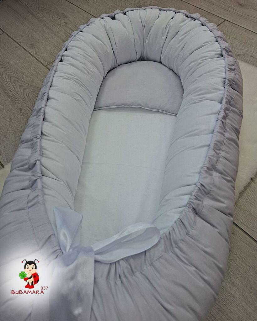 Bubamara037 Gnezdo za bebe, Svetlosivo-belo