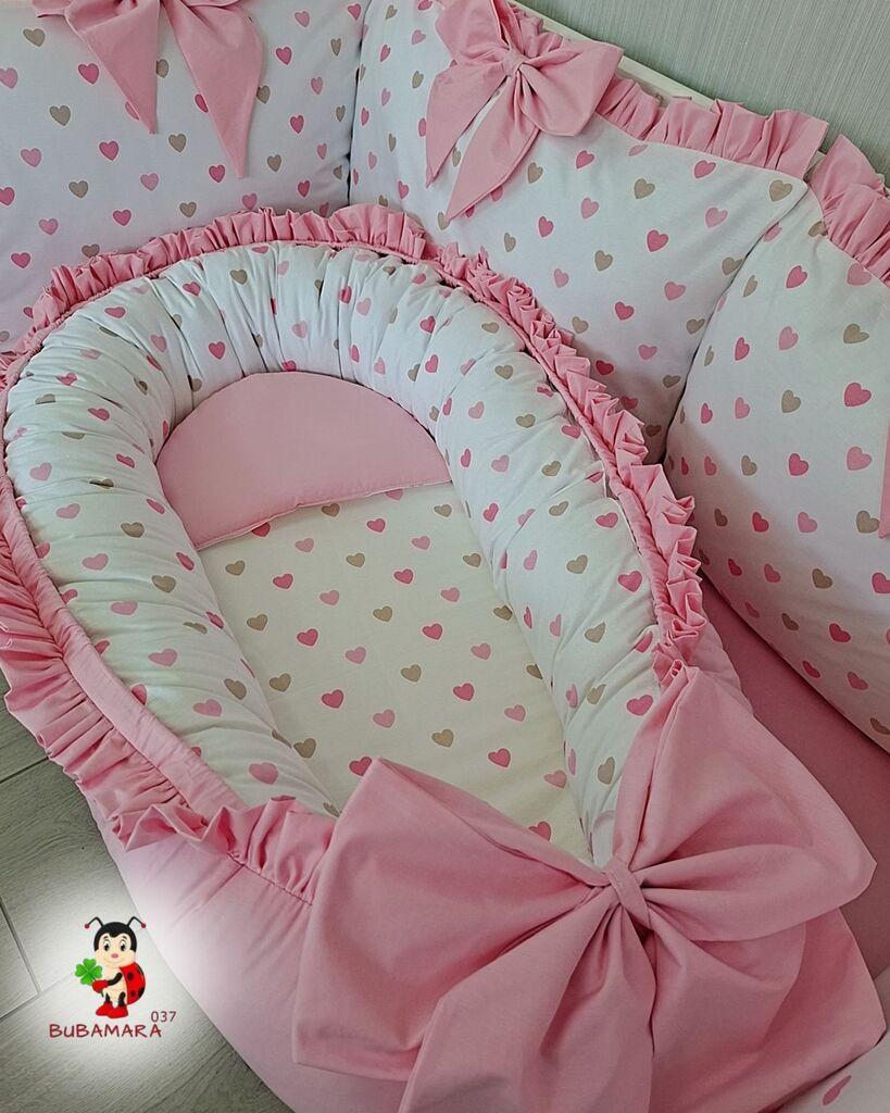 Bubamara037 Gnezdo za bebe sa karnerom Srculenca, Roze