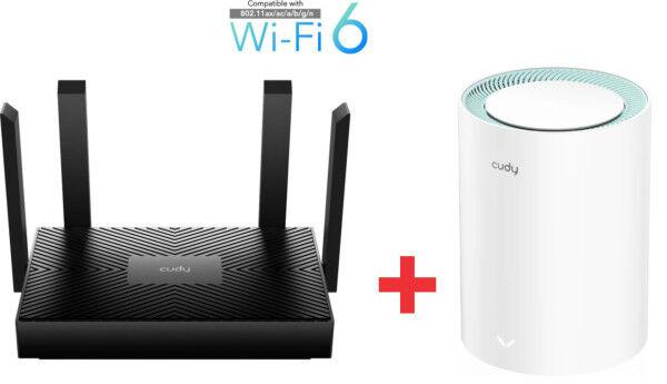 Cudy Cudy SET WR1500 AX1500 Dual Band 2.4+5Ghz MESH  Ruter + M1500 1-pack AX1500 Dual Band MESH