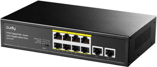 Cudy 8-Port Gigabit PoE+ Switch with 2 Gigabit Uplink ports GS1010P, PoE 30W