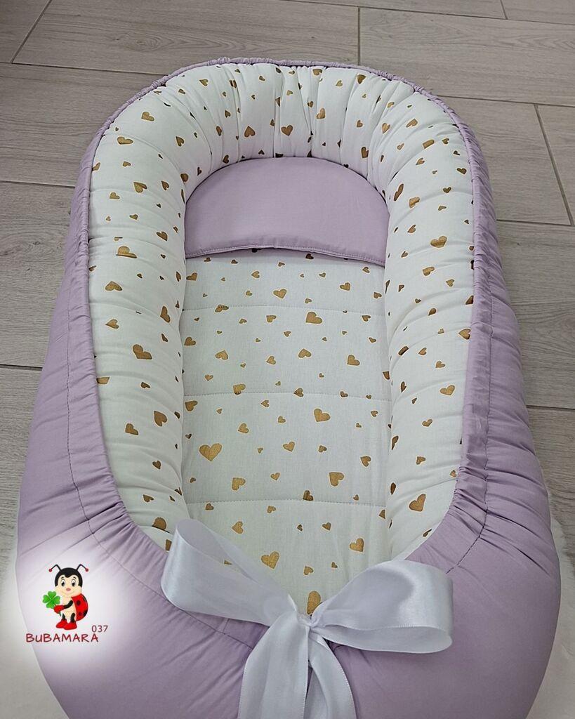 Bubamara037 Gnezdo za bebe Zlatna srca, Lavanda