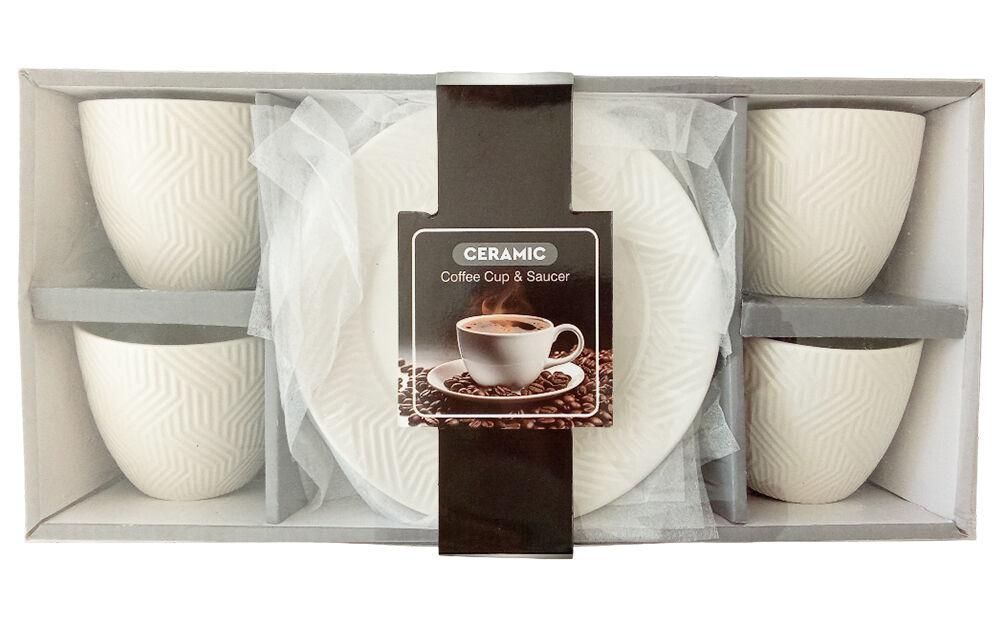 Asch Set keramičkih šolja sa tacnom 4016, 4 komada, 250ml, Beli