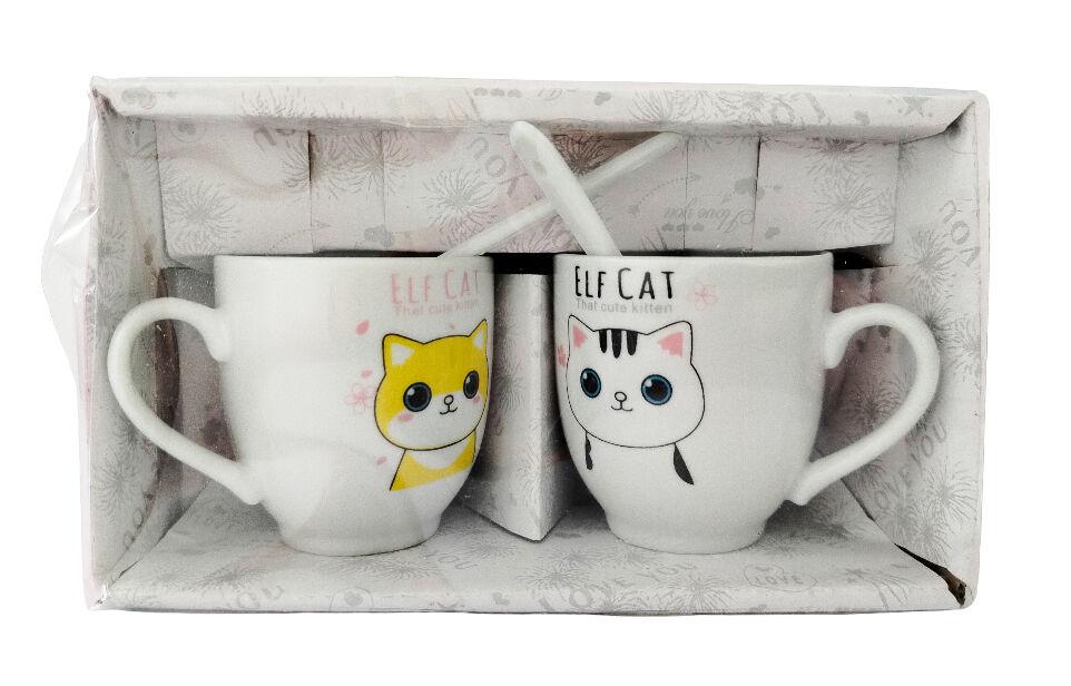 Asch Set keramičkih šolja sa kašičicom 6362, 2 komada, 80ml, Beli