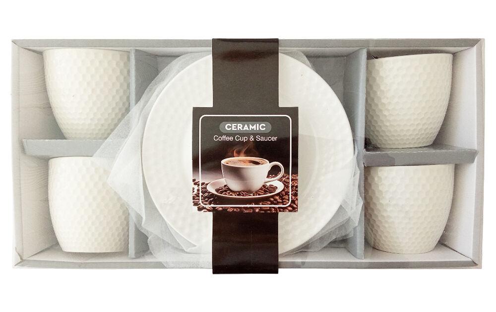 Asch Set keramičkih šolja sa tacnom 4030, 4 komada, 250ml, Beli