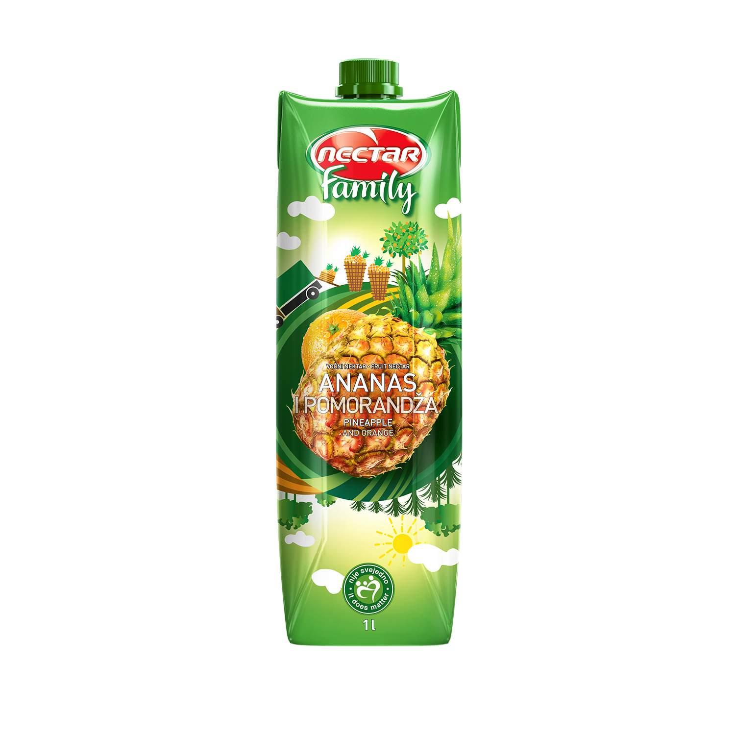 Family Negazirani sok Ananas i pomorandža, 1l