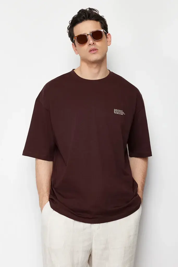 Trendyol Muška majica TMNSS23TS00084, Braon