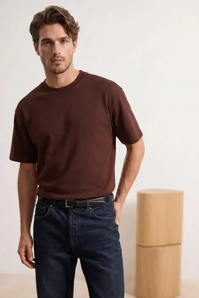 Trendyol Muška majica Tedss25Ts00005, Braon
