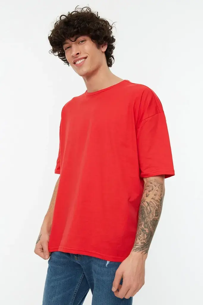 Trendyol Muška majica Tmnss22Ts0318, Crvena