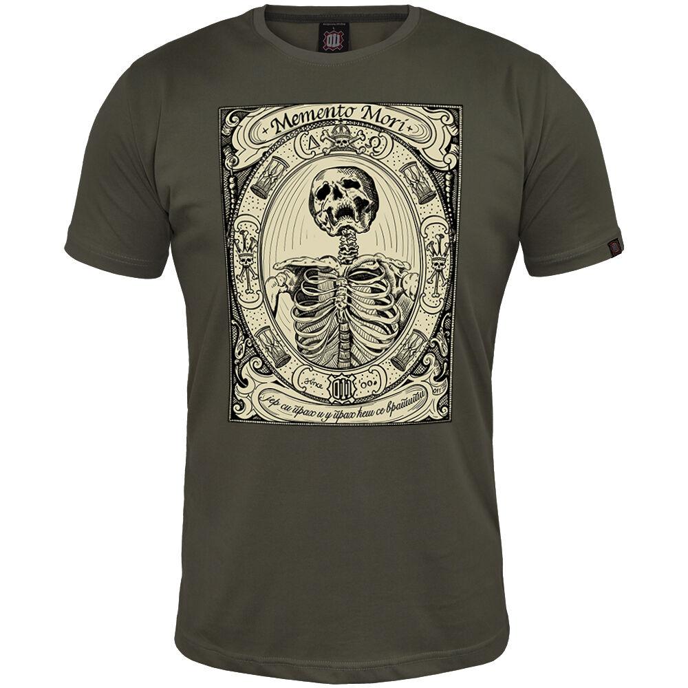 Muška majica kratkih rukava Memento Mori, Maslinasta