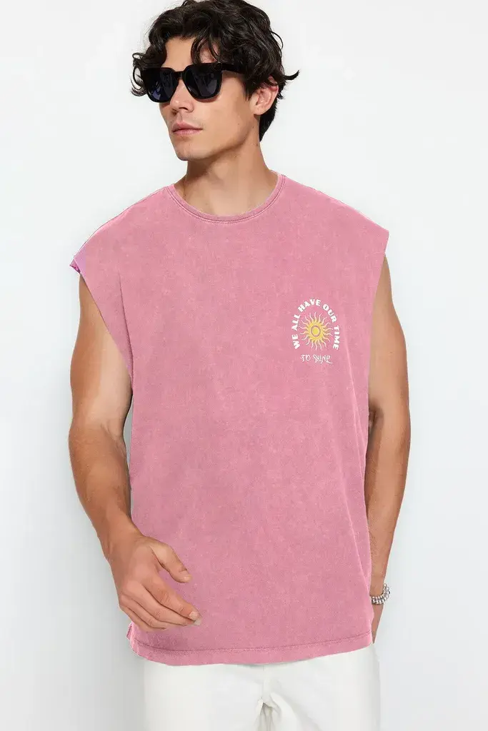 Trendyol Muška majica Tmnss23Al00009, Roze