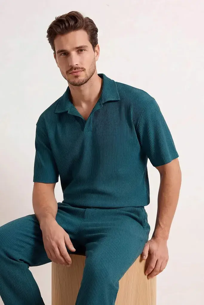 Trendyol Muška majica Tmnss23Po00020, Zelena