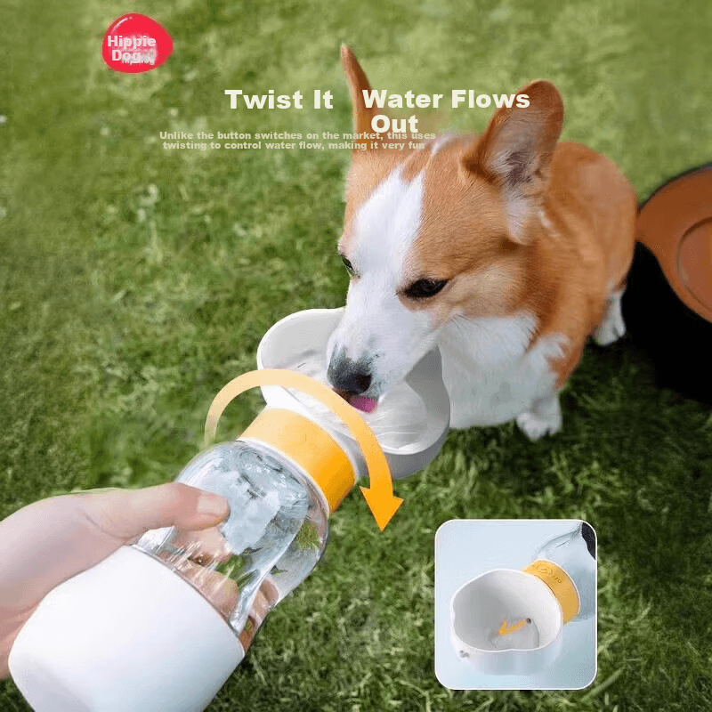 Hipidog Prenosiva činija za pse sa bocom, 600 ml, Bela