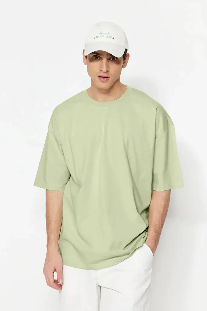 Trendyol Muška majica Tmnss22Ts0318, Svetlozelena