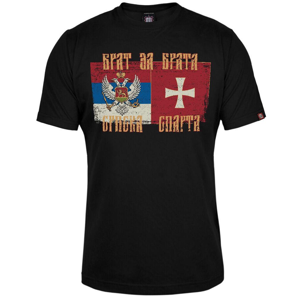 Muška majica kratkih rukava Brat za brata srpska Sparta, Crna