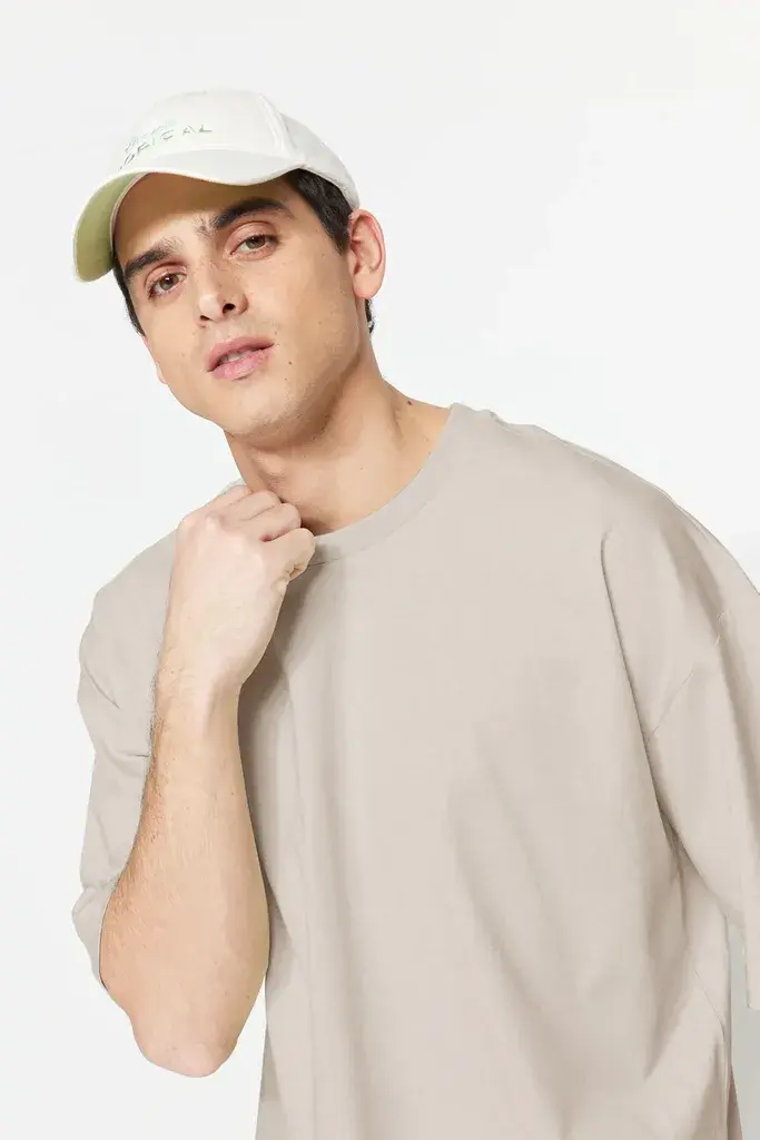 Trendyol Muška majica Tmnss22Ts0318, Svetlosiva
