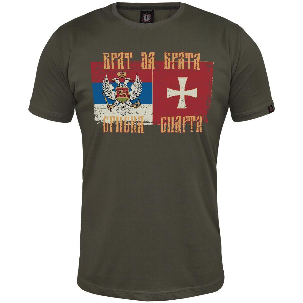 Muška majica kratkih rukava Brat za brata srpska Sparta, Maslinasta