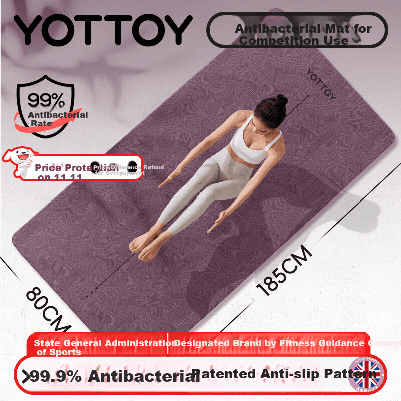 Yottoy Prostirka za jogu, 185x80cm, Ljubičasta