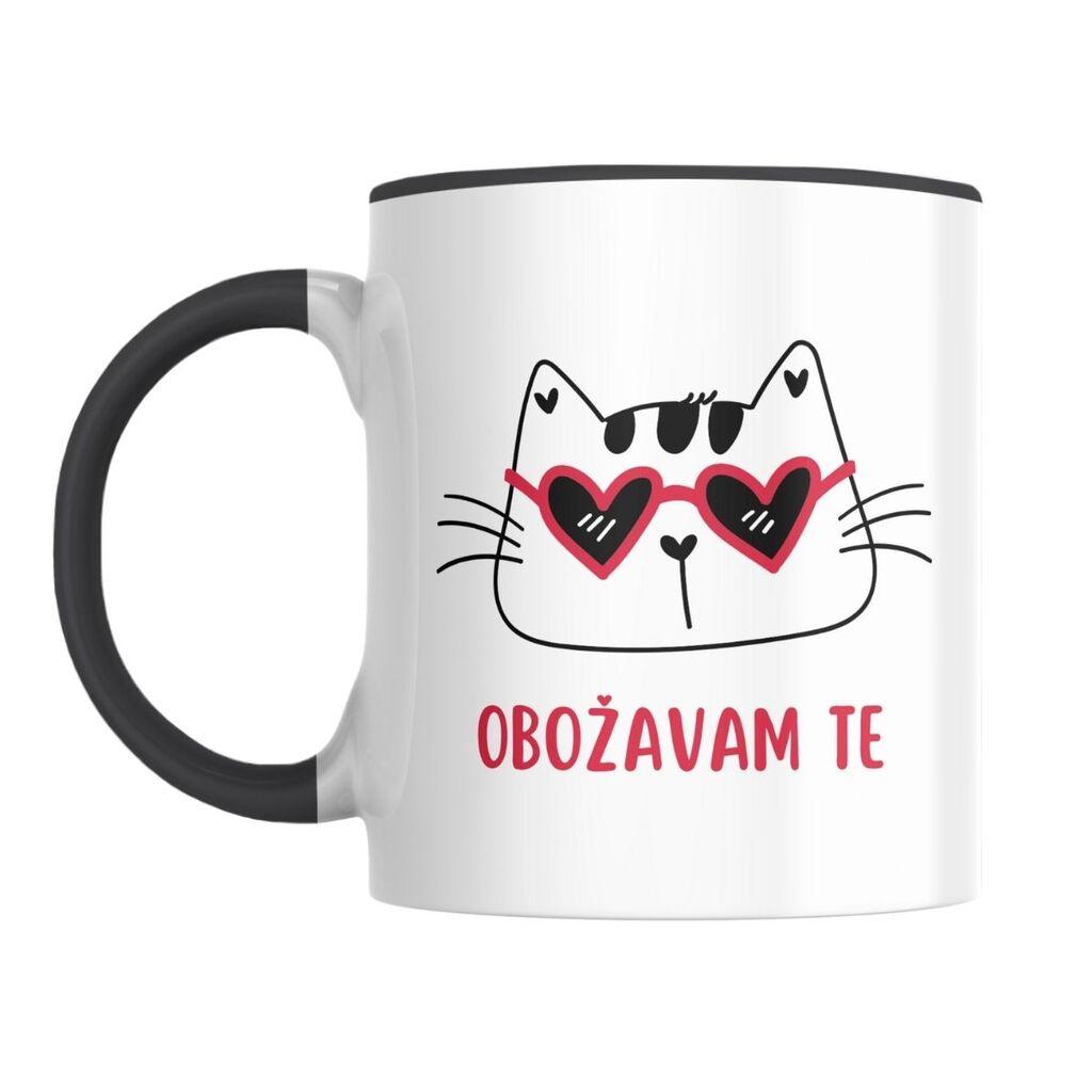Šolja Obožavam te, 330 ml, Bela