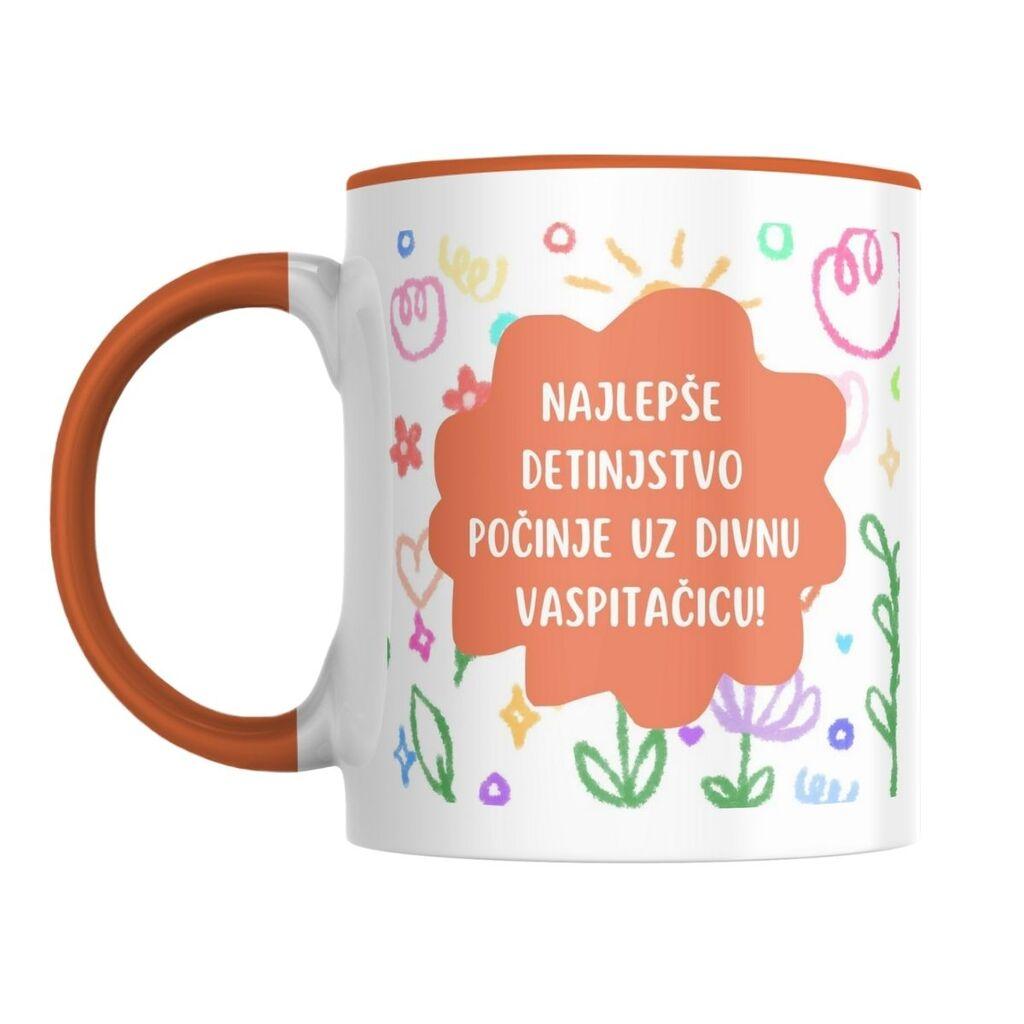 Šolja Najlepše detinjstvo počinje uz divnu vaspitačicu, 330 ml, Bela