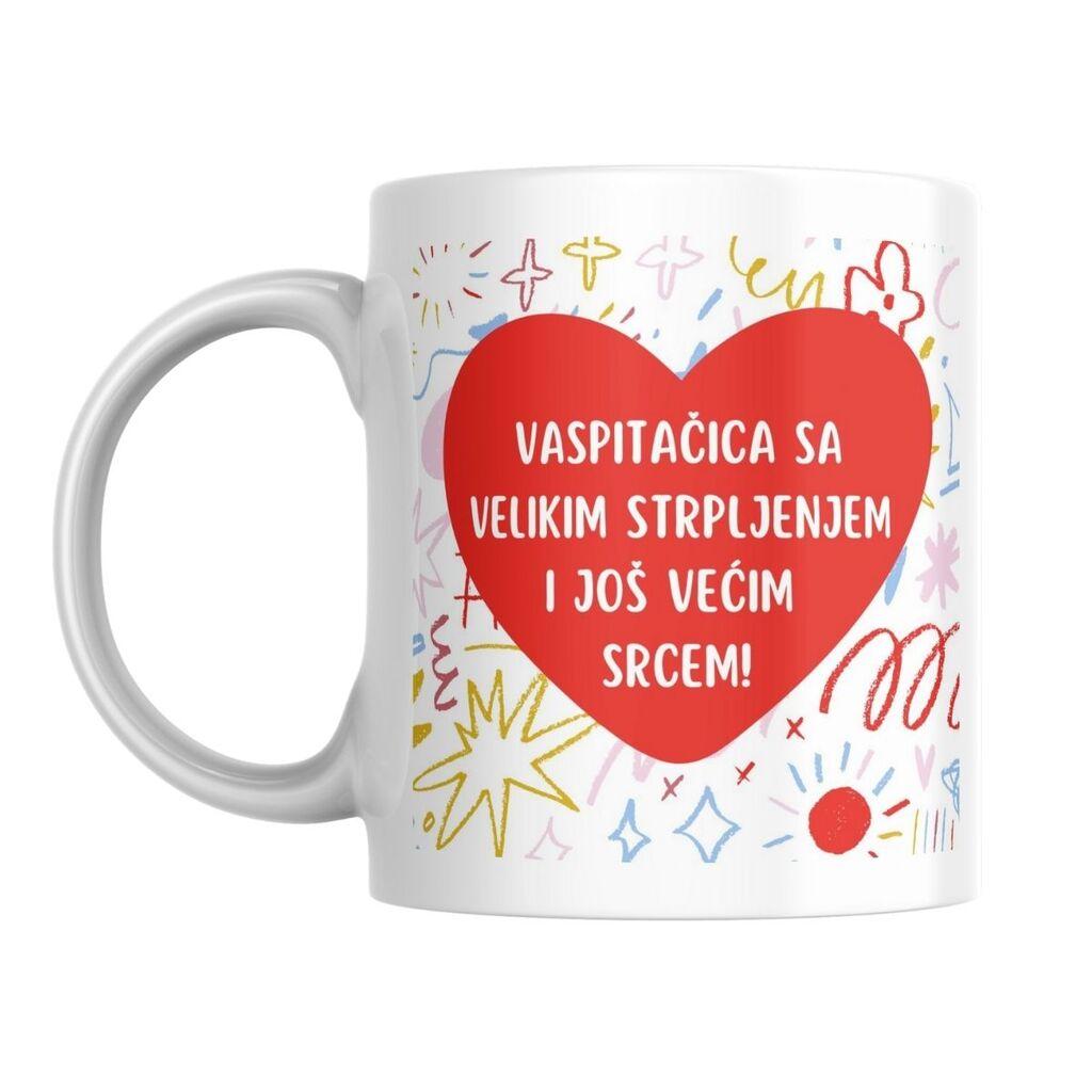 Šolja Vaspitačica sa velikim strpljenjem i još većim srcem, 330 ml, Bela
