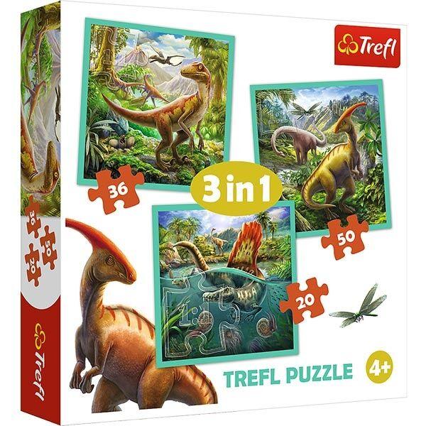 Trefl Set slagalica World of Dinosaur, 3 komada, 106 delova