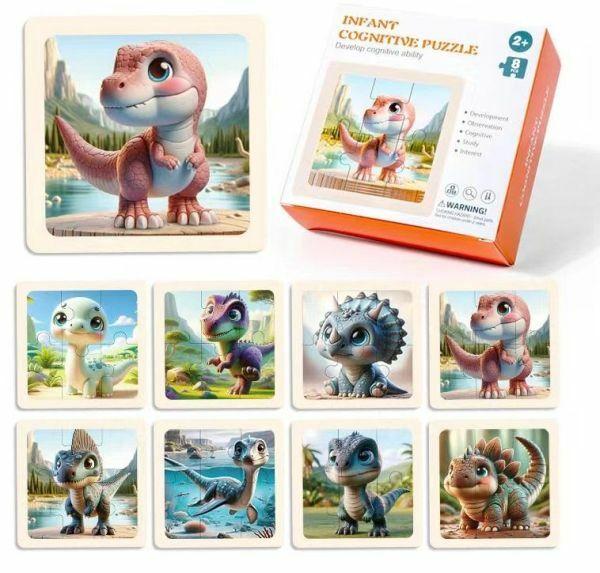 Set drvenih puzli Dinosaurusi, 8 komada