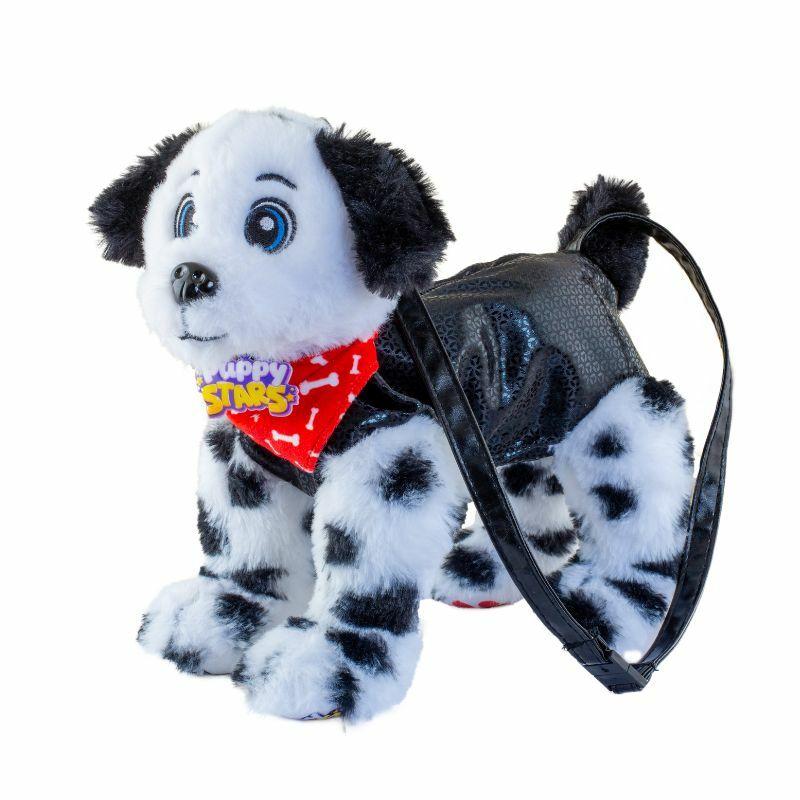 Plišana igračka Kuca sa torbicom Puppy stars k02ps008, Crno-bela