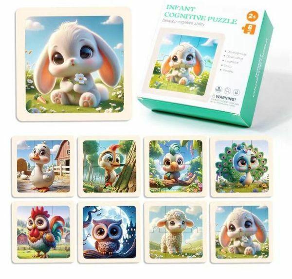 Set drvenih puzli Životinje, 8 komada