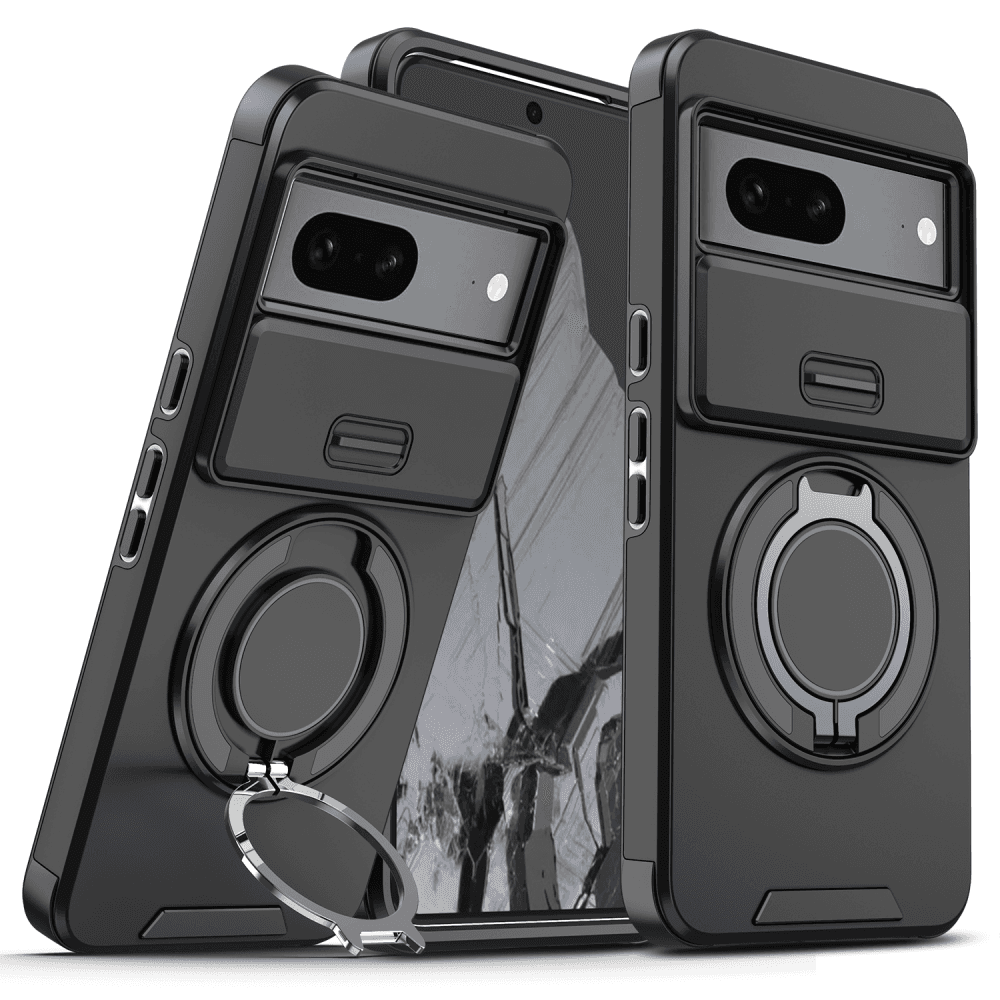 Maska za mobilni telefon Google Pixel 7 CAMSHIELD RING STAND, Crna
