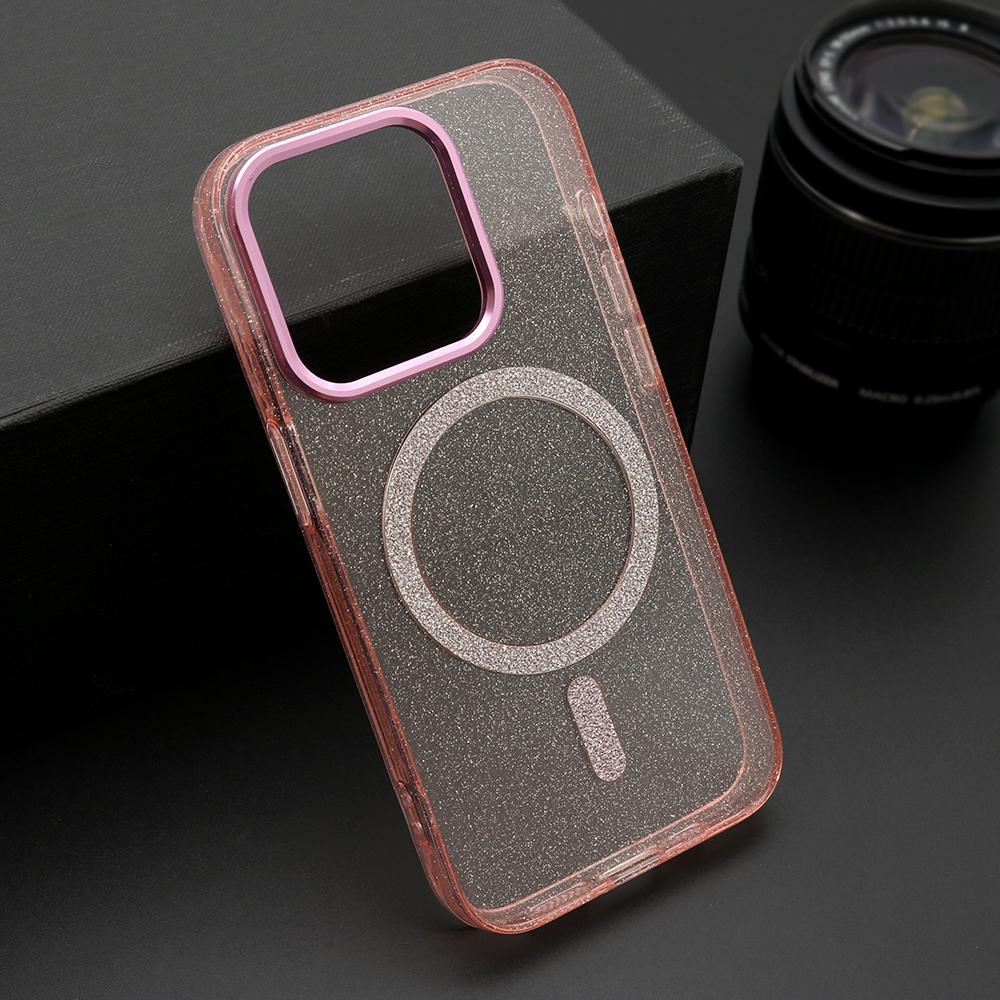 Maska za mobilni telefon iPhone 15 Pro SPARKLING, Magsafe, Roze