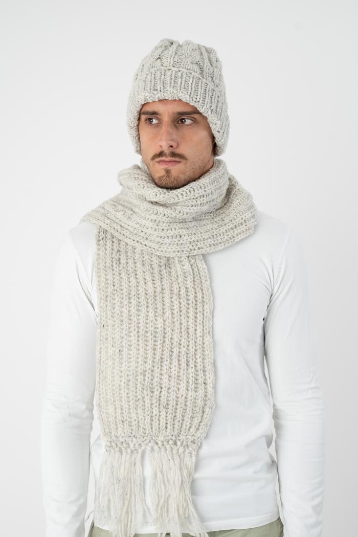 WOOL ART Muški set kapa i šal 24MSET1 Svetlosivi