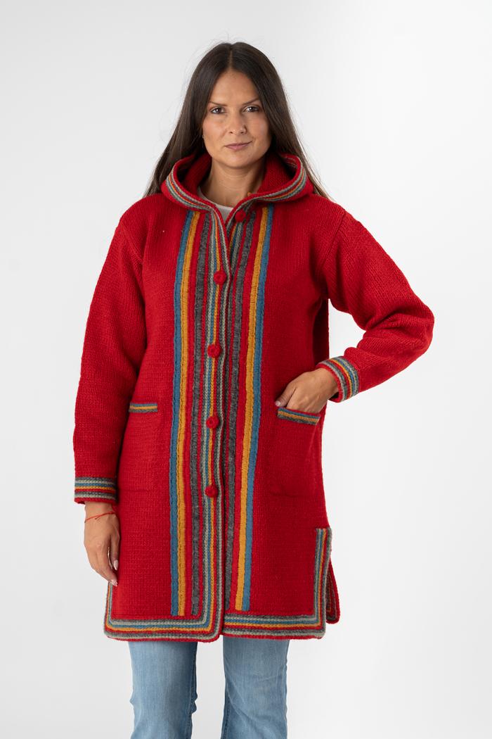 WOOL ART Ženski kardigan 20WJ09 Crveni