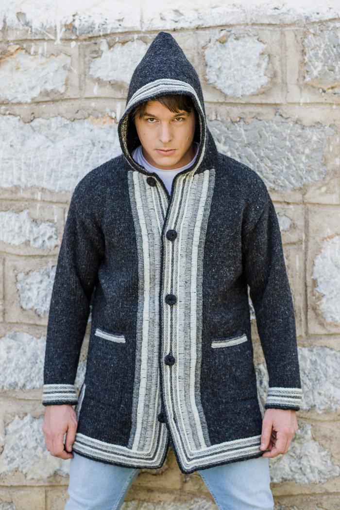 WOOL ART Muški džemper 20MJ02 Tamnosivi
