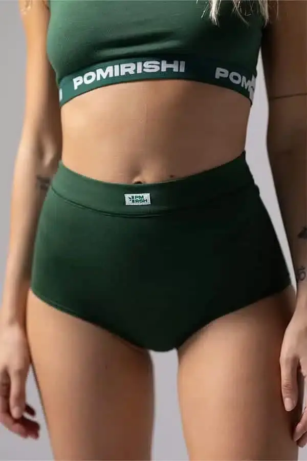 POMIRISHI BAMBOO UNDERWEAR Ženske duboke slip gaćice, Zelene