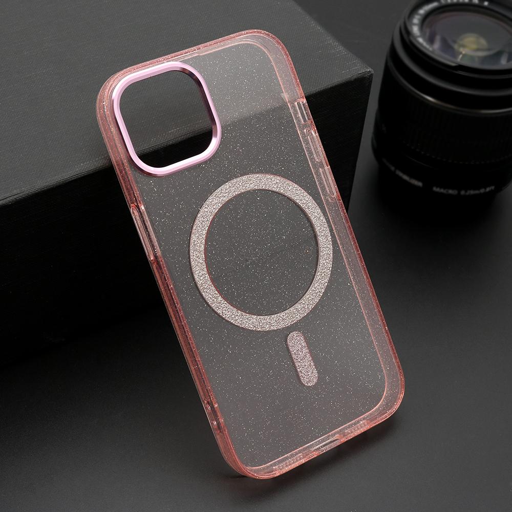Maska za mobilni telefon iPhone 15 SPARKLING, Magsafe, Roze