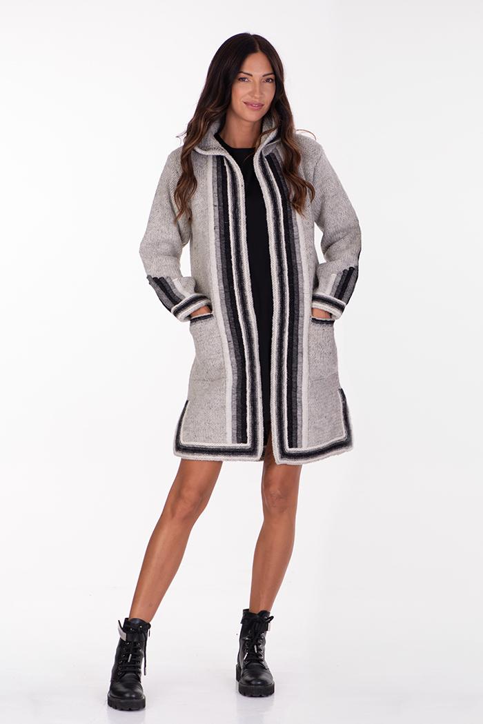 WOOL ART Ženski kardigan 20WJ09 Svetlosivi