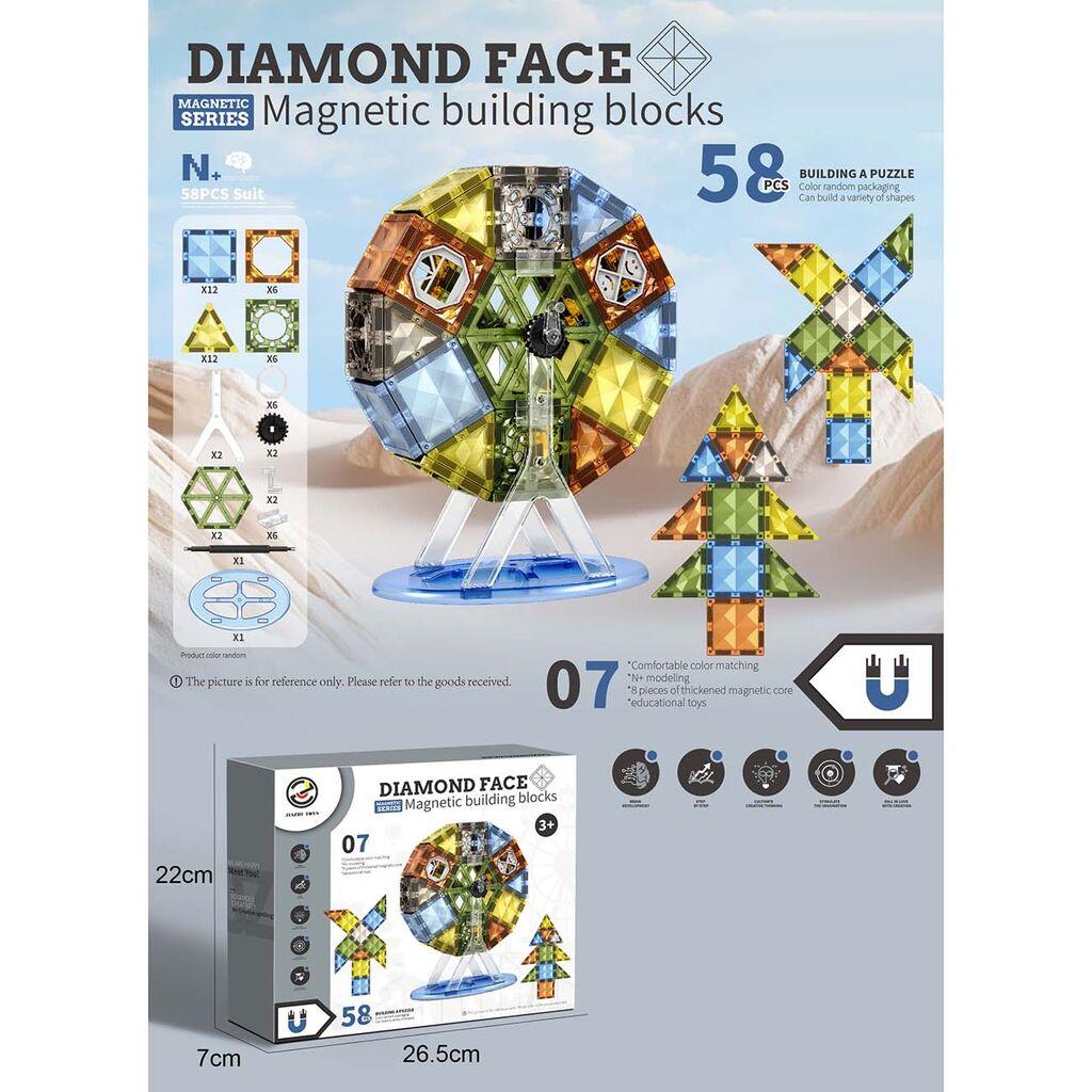 Magnetni blokovi, set za sklapanje, panoramski točak, 58 delova